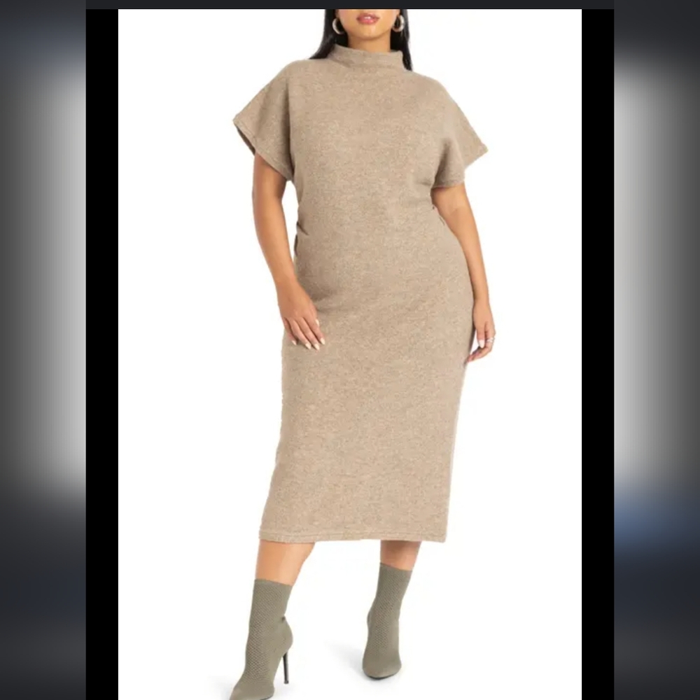 Eloquii Tan Midi Dress